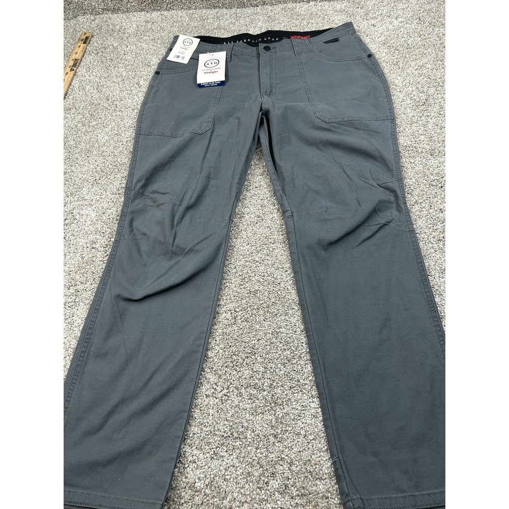 New ATG by Wrangler Pant Women's 16 S Gray‎ Sierra Slim Mid Rise Canvas #0304